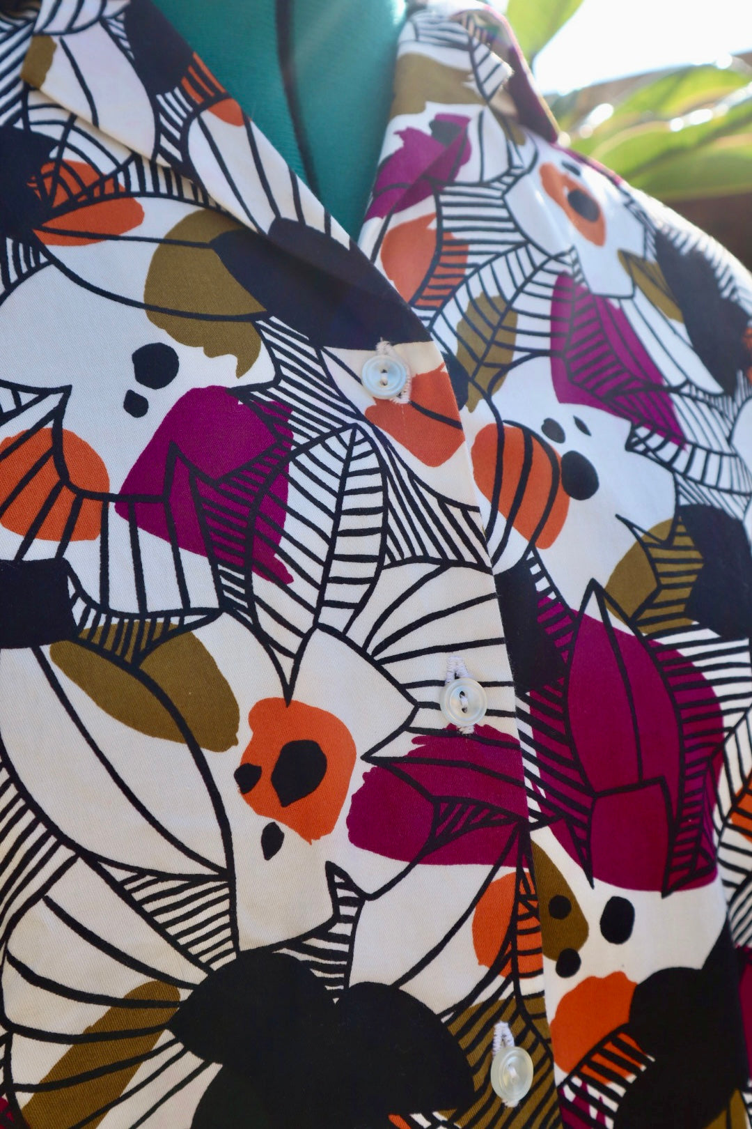 Bold Print Button-Up