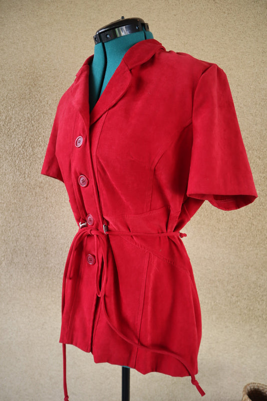 Vintage Red Suede Short-Sleeve Jacket – Isabel U.S.A.