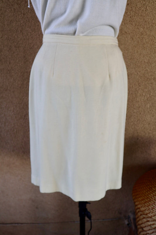 1960s Cream Wool Pencil Skirt
