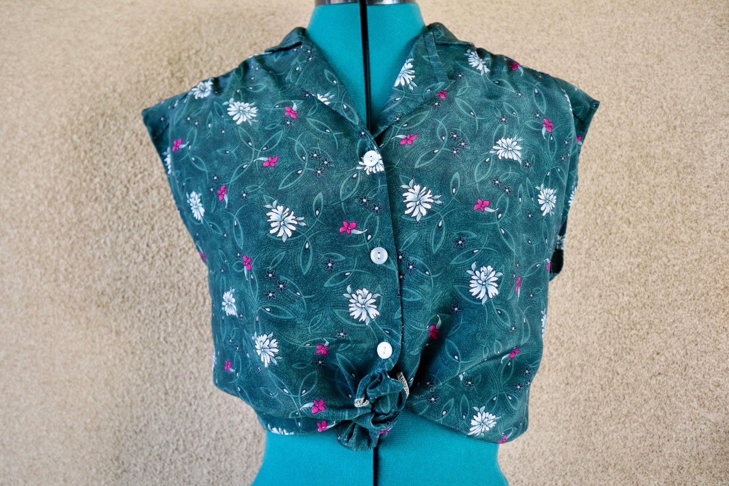Vintage Handmade Floral Button-Up Blouse