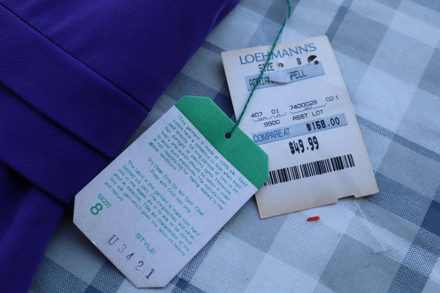 Vintage 1980s Adrianna Papell 100% Silk Dress (Size 8)