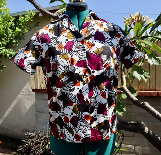 Bold Print Button-Up