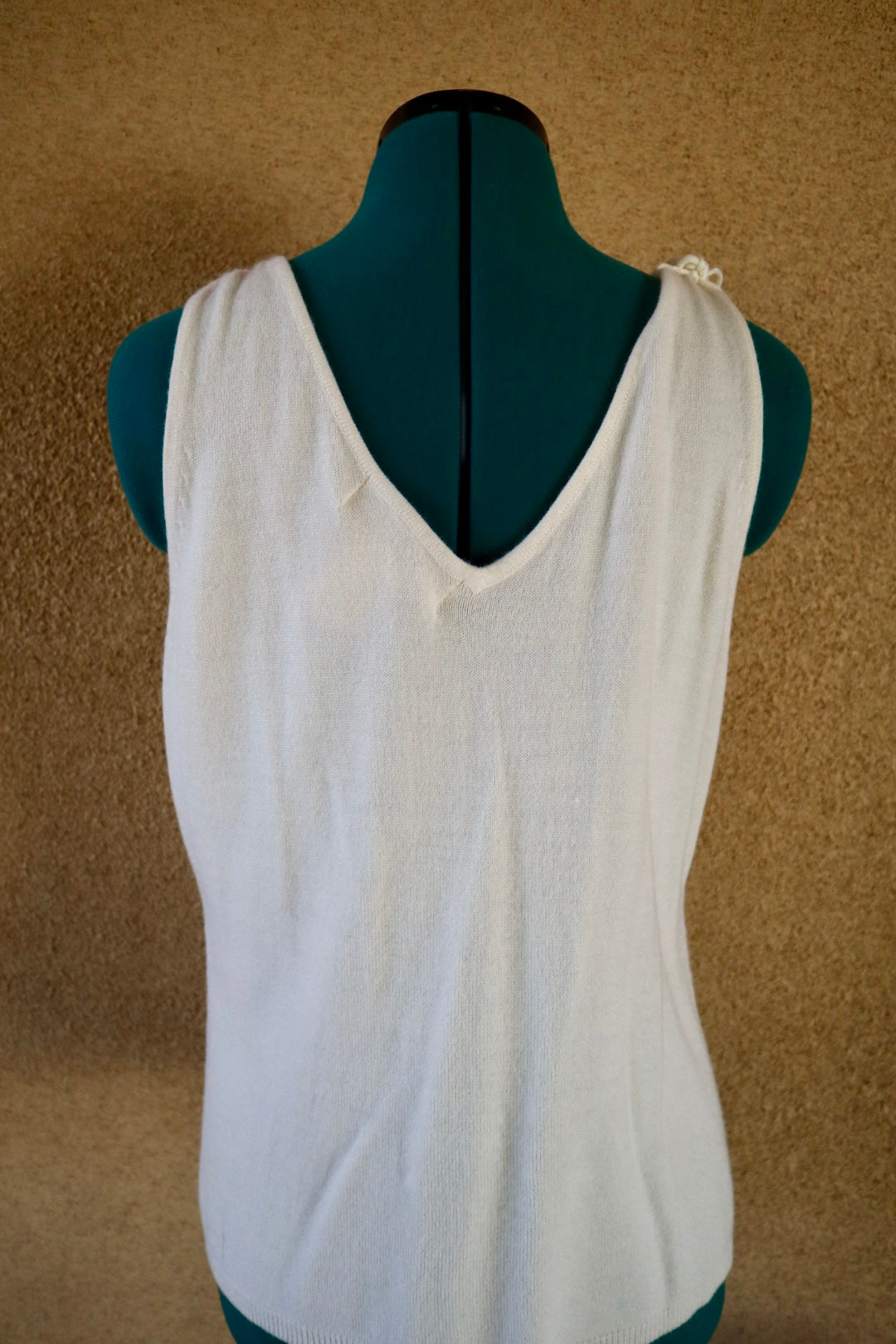 Cream Pearl Embellished Sweater Tank