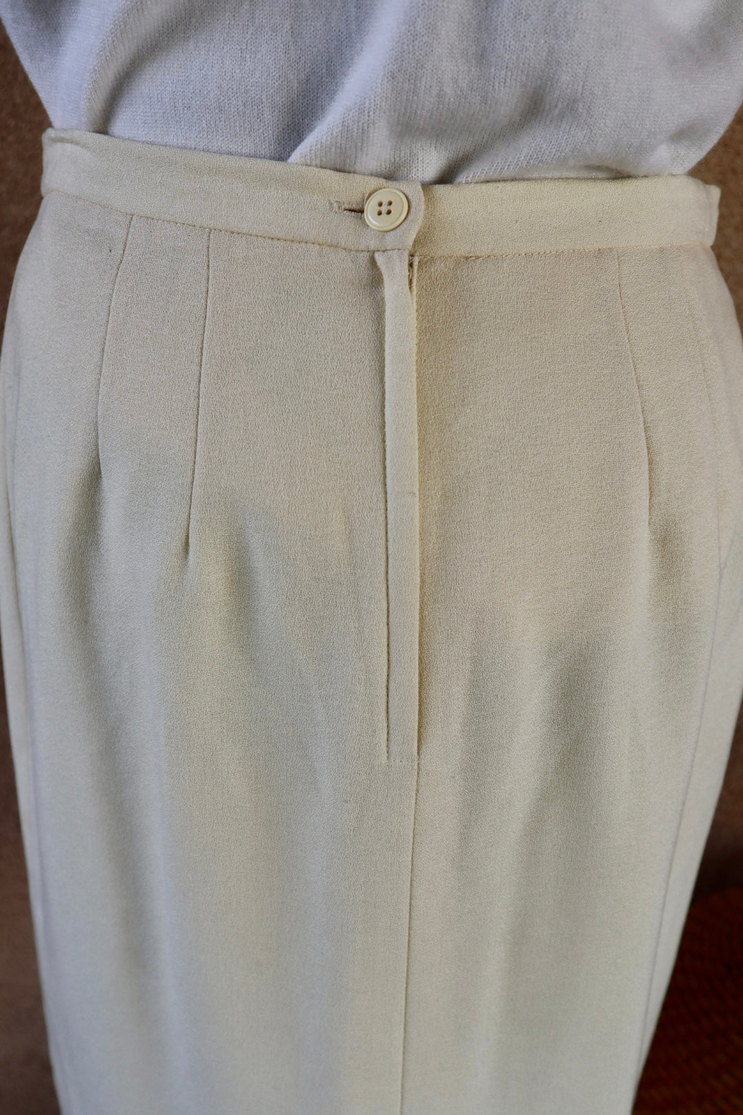 1960s Cream Wool Pencil Skirt