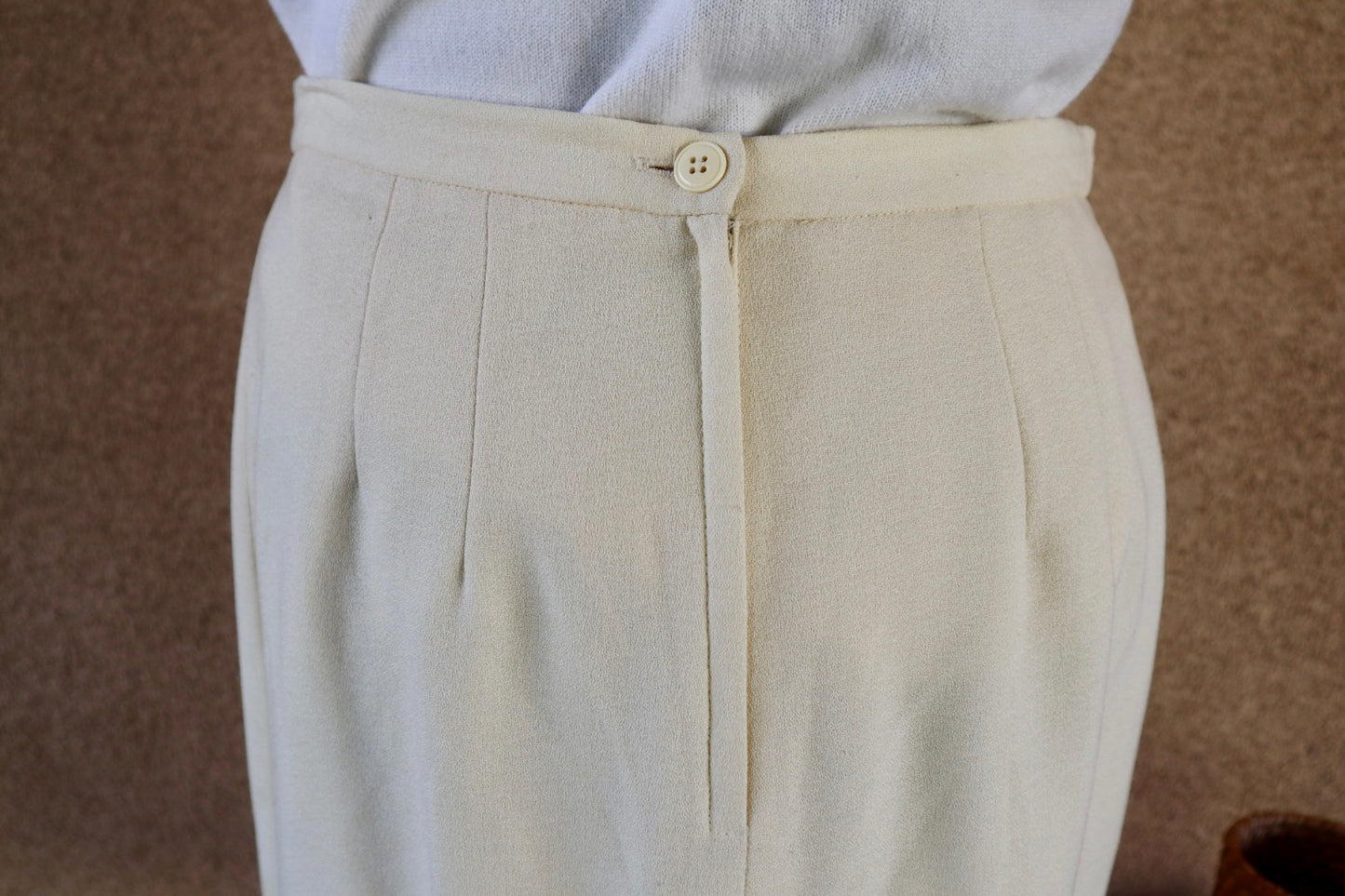 1960s Cream Wool Pencil Skirt