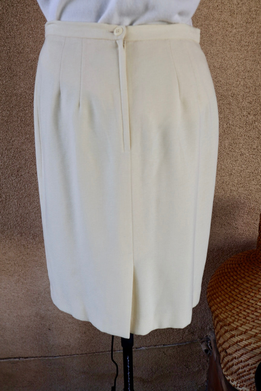 1960s Cream Wool Pencil Skirt