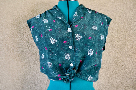 Vintage Handmade Floral Button-Up Blouse